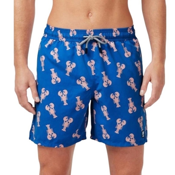 Tom & Teddy Blue Lobster Print Swim Trunk Men's Large - Picture 1 of 9